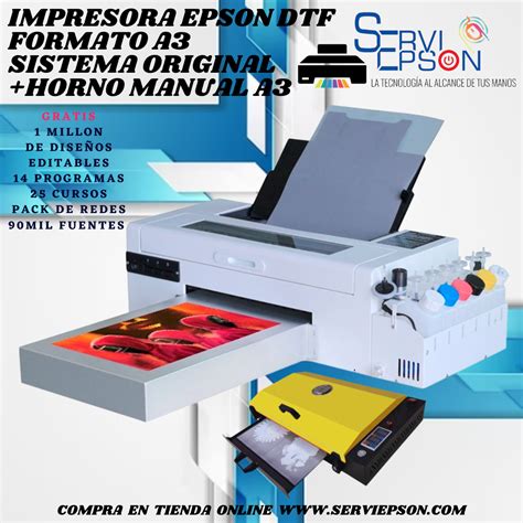 IMPRESORA EPSON DTF FORMATO A3 SISTEMA ORIGINAL HORNO MANUAL