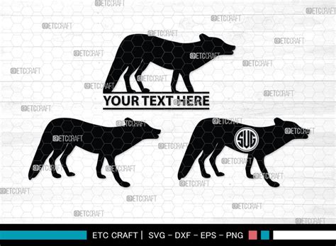 Fox Monogram Fox Silhouette Fox Svg Jackal Svg Silver Fox Svg