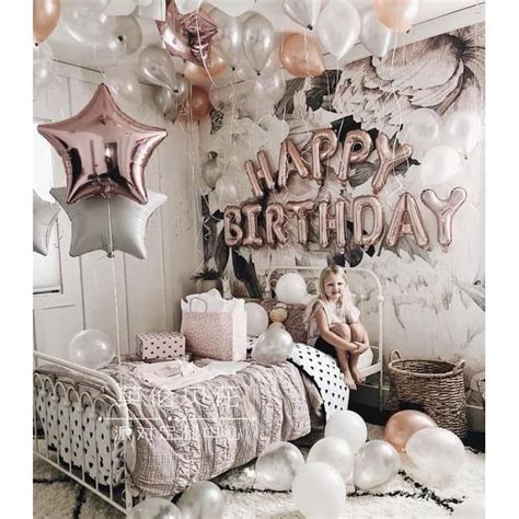 Foil Balloon Set Elegant Happy Birthday Simple Rose Gold Balloon