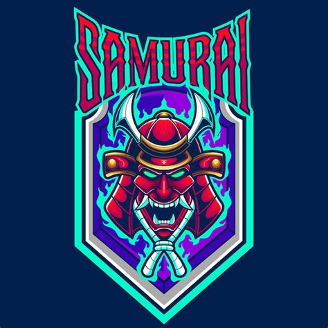 Ilustração vetorial do modelo de logotipo de mascote samurai para