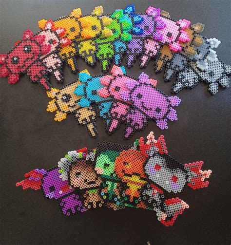 Cute And Colorful Chibi Axolotl Hama Fuse Perler Bead Art Etsy