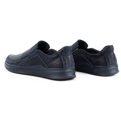 Buty męskie wsuwane skórzane SLIP ON 216GT granatowe Buty Olivier