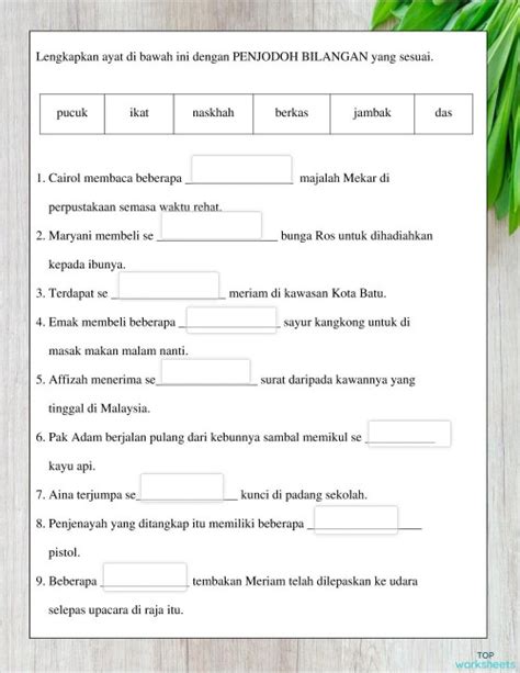 Penjodoh Bilangan Interactive Worksheet Topworksheets