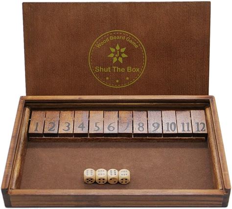 Amazon Juegoal Shut The Box Wooden Board Dice Game With 12 Numbers