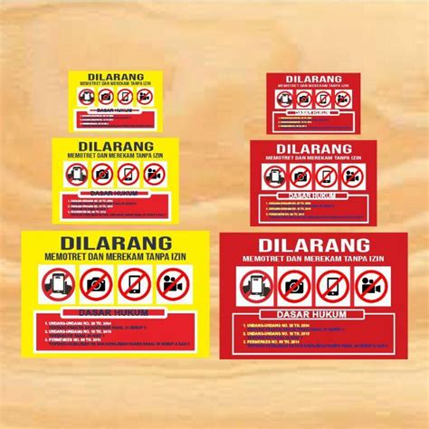 Stiker Dilarang Memotret Stiker Larangan Memotret Dan Merekam Tanpa