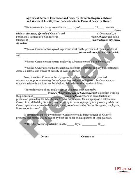 Kentucky Agreement Between Contractor And Property Owner To Require A