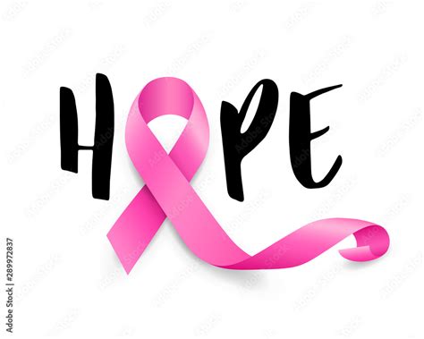 Hope Lettering Design With Pink Ribbon Breast Cancer Awareness Month