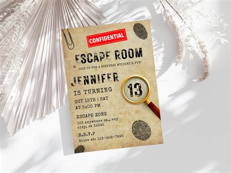 Escape Room Birthday Invitation Template Editable Escape Room Party Invite Escape Room Party