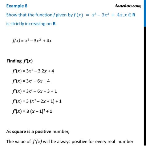 Example 8 Show F X X3 3x2 4x Is Strictly Increasing