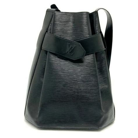 Louis Vuitton Sac D Epaule Bucket Drawstring Bag GM Black Epi Leather