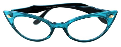 Womens Small Cat Eye Vintage Clear Lens Eye Glasses Turquoise Retro