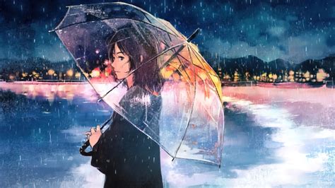 Anime Girl Night Raining Umbrella 4k Hd Phone Wallpaper Rare Gallery