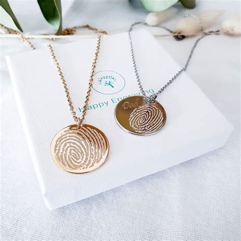 Actual Fingerprint Necklace Personalized Fingerprint Jewelry Etsy