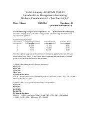 11 Mid Term 1 Sample 2 With Solutions York University AP ADMS 2510