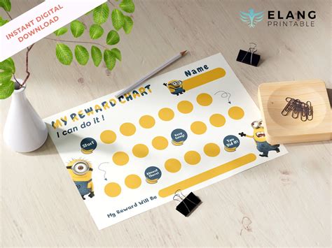 Printable Minions Reward Chart Instant Download Reward Chart Etsy