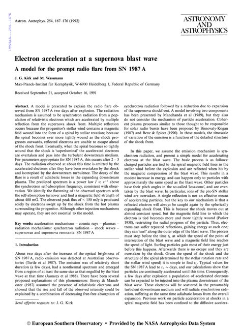 PDF Electron Acceleration At A Supernova Blast Wave A Model For The