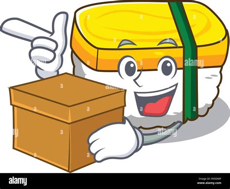 With Box Tamago Sushi A Japanese Cartoon Food Stock Vector Image Art