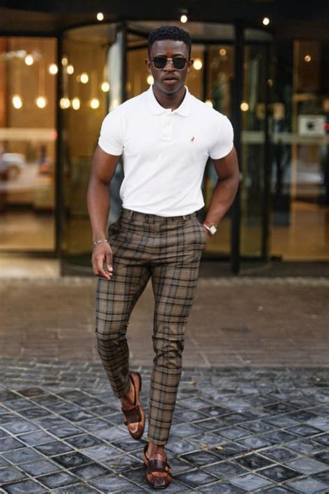 Beige Casual Trouser Plaid Pants Outfit Trends With White Polo Shirt Men S Spring Outfits