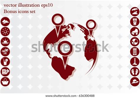 World Map Pointer Marks Icon Vector Stock Vector Royalty Free