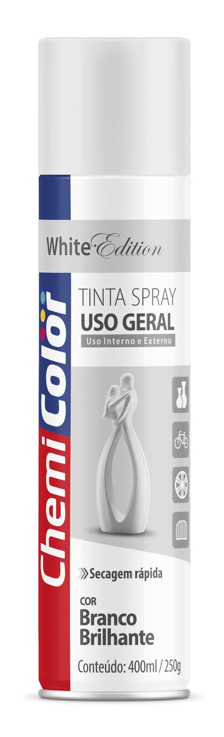 Tinta Spray Branco Brilhante Uso Geral 400ml CHEMECOLOR Machado Auto