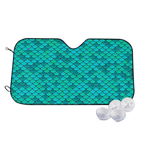 TEQUAN Sunshade For Car Windshield Cartoon Blue Fish Scales Pattern