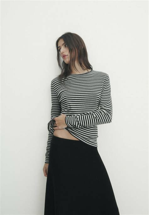 Massimo Dutti Striped Longsleeve Blackzwart Zalandobe