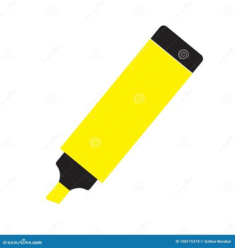 Highlighter Glyph Icon On White Background Flat Style Highlighter Pen