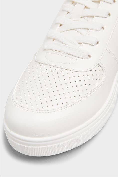 White Vegan Leather Lace Up Trainers In Extra Wide Fit Long Tall Sally