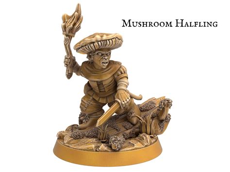 Female Halfling Miniature With Mushroom Hat 9 Poses 32mm Scale Tab