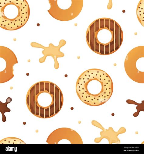 Sweet Colorful Baked Glazed Donuts Or Doughnuts Seamless Pattern With