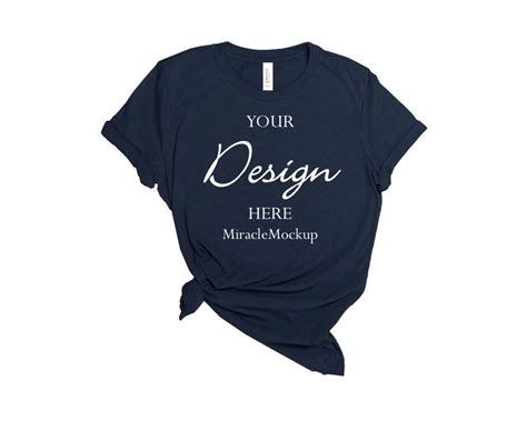 Bella Canvas 3001 Navy Mock Up Shirt Unisex Men S Etsy