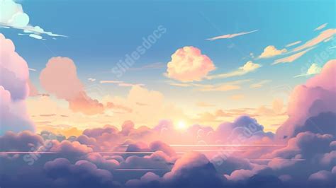 Cloudy Sky Clouds Floating Clouds Cartoon Illustration Beautiful Clouds ...