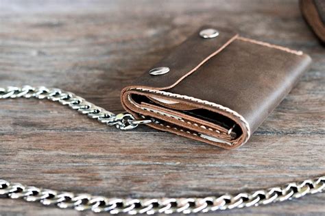 Leather Wallet Chain | Handmade Biker Trifold Original Design