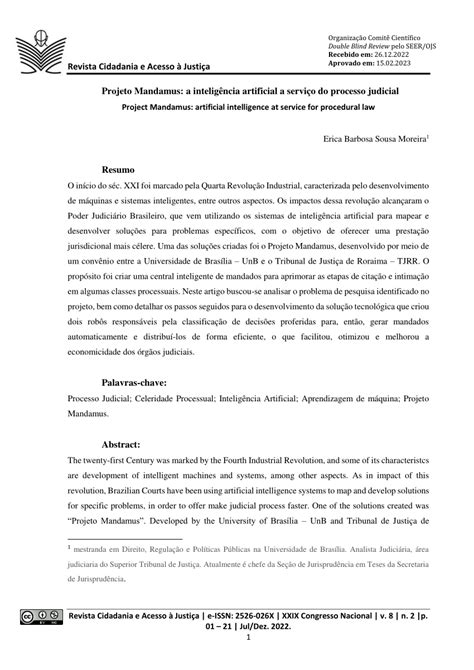 PDF Projeto Mandamus a inteligência artificial a serviço do processo