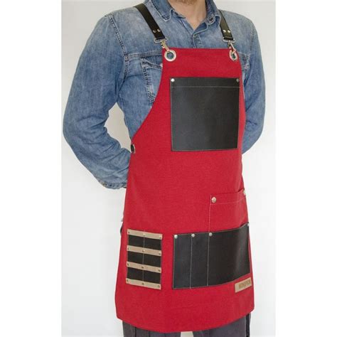 Red Unisex Apron Extra Pocket Design Apron Customized Apron Barista