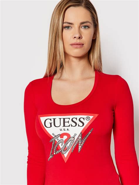 Guess Bluzka W2RI19 J1311 Czerwony Slim Fit Modivo Pl