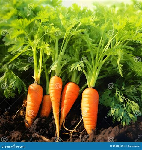 Vegetable Bed Close Up, Some Fresh Carrots with Tops Stock Illustration