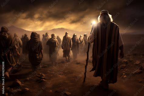 Moses Leads The Jews Through The Desert Moses Led His People To The Promised Land Through The