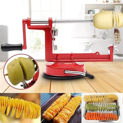 Kitchen Red Stainless Steel Twisted Potato Slicer Spiral French Fry