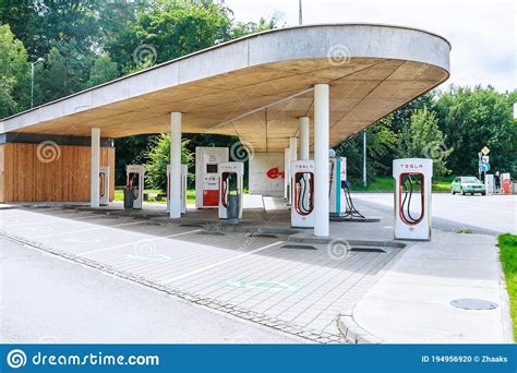 Humpolec, CZECH REPUBLIC - 9 July, 2020: Tesla Charging Stations in ...