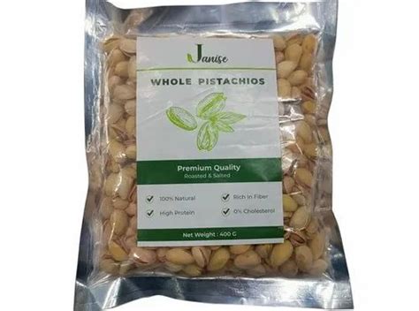 Janise Whole Pistachios Packaging Type Packet Packaging Size 400 Gm