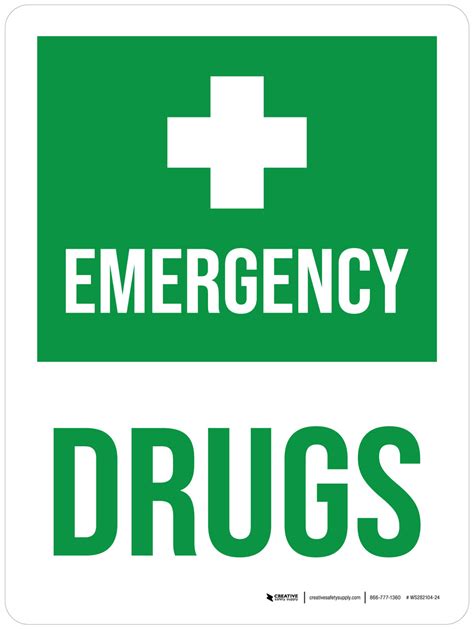 Emergency Drugs Portrait Wall Sign