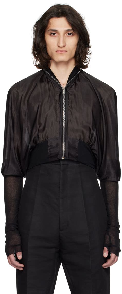 Blouson Aviateur Drap Noir Rick Owens En Solde