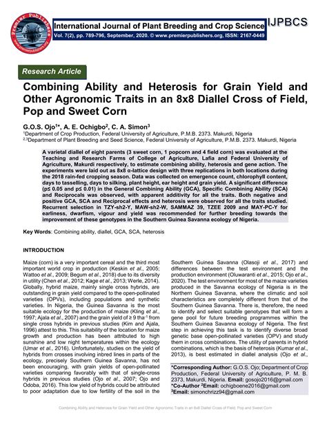 Combining Ability And Heterosis For Grain Yield And Other Agronomic