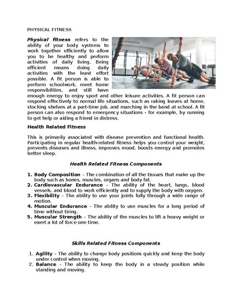 Physical-fitness - PHYSICAL FITNESS Physical fitness refers to the