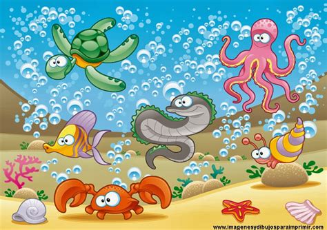 Fondo de mar con animales para imprimir | Imagenes y dibujos para imprimir