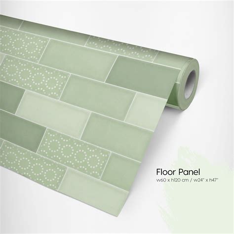 Metro Sage Green Floor Tile Sticker Panel Peel And Stick Etsy