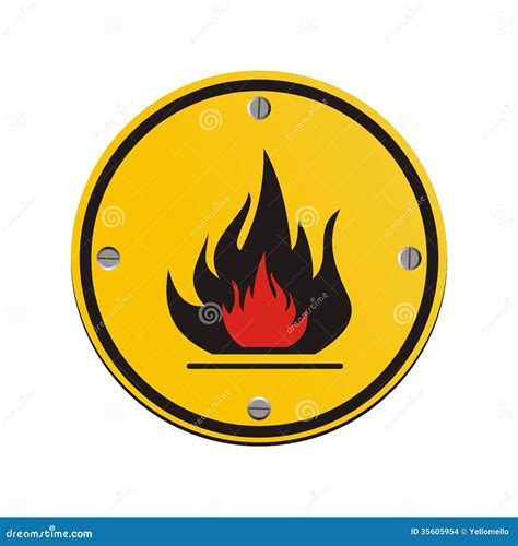 Flammable Round Yellow Sign Stock Images Image 35605954