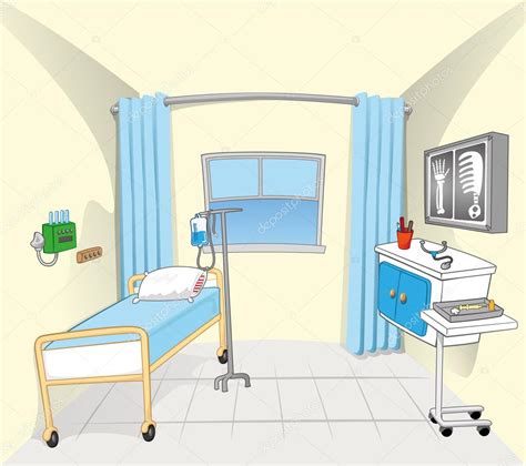 This Illustration And Background Setting Of A Hospital Room — Stock