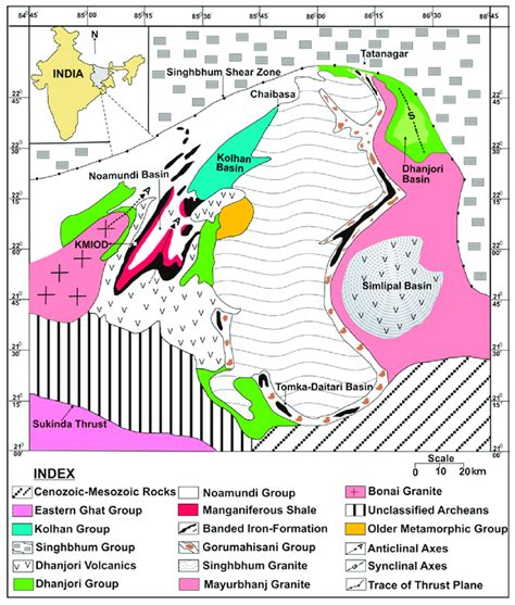 Geological Map Of Singhbhum Orissa Iron Ore Craton Showing Distribution